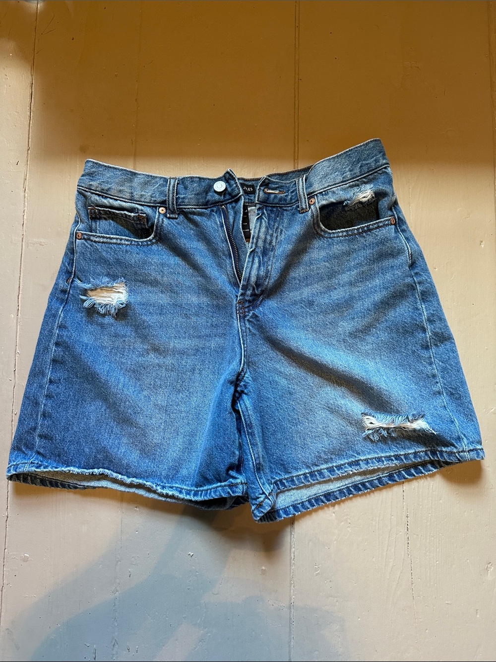 Sincerely Jules Distressed Blue High-Rise Jean Shorts